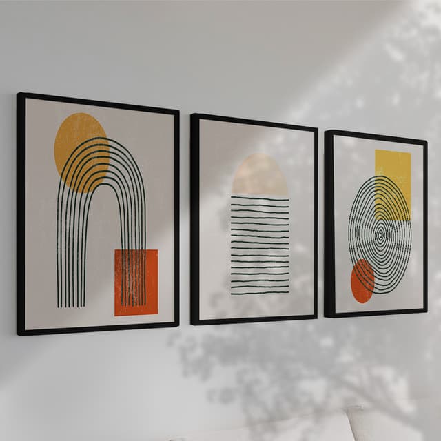 Kit Quadros Decorativos Geométrico com linhas II