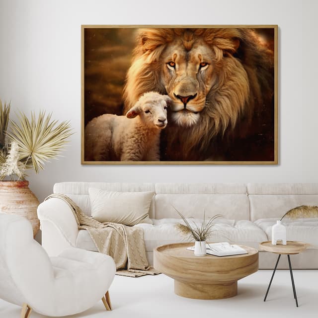 Quadro Decorativo O Leão e o Cordeiro I Pôr do Sol