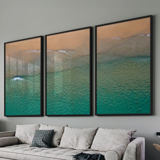 Kit Quadros Decorativos Praia e Mar Vista do Mar II Água Cristalina