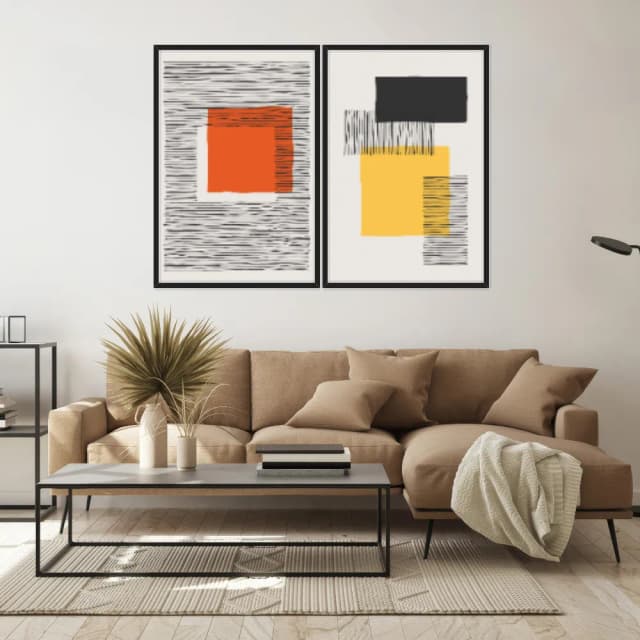Kit Quadros Decorativos Linhas Minimalistas