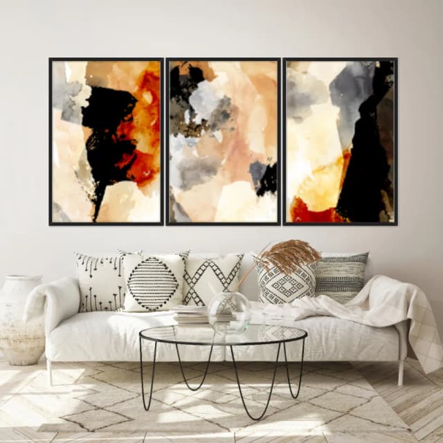 Kit Quadros Decorativos Pintura Abstrata