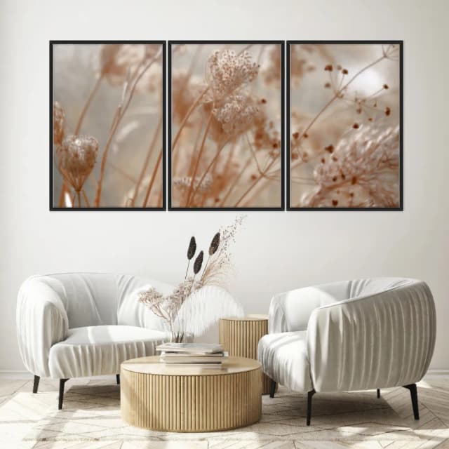 Kit Quadros Decorativos Folhas Secas