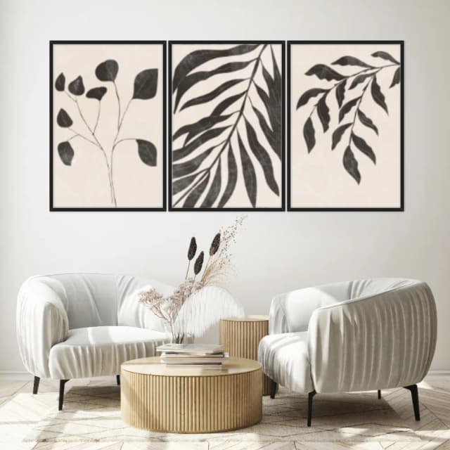 Kit Quadros Decorativos Planta Abstrata