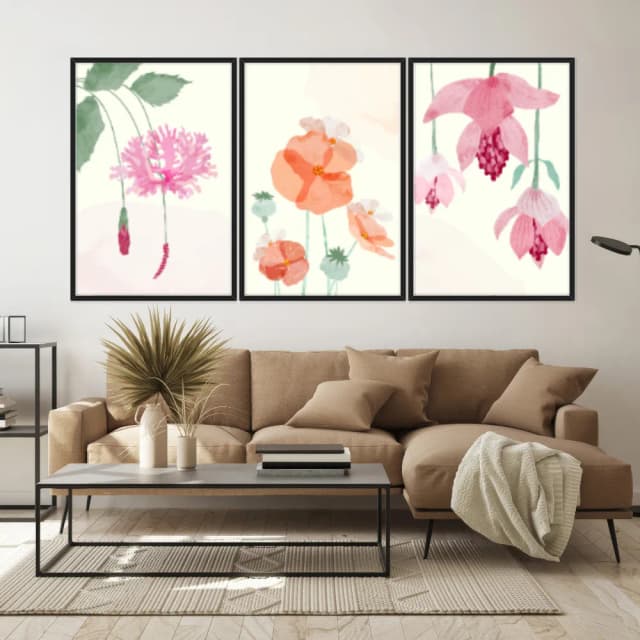 Kit Quadros Decorativos Flora Aquarela