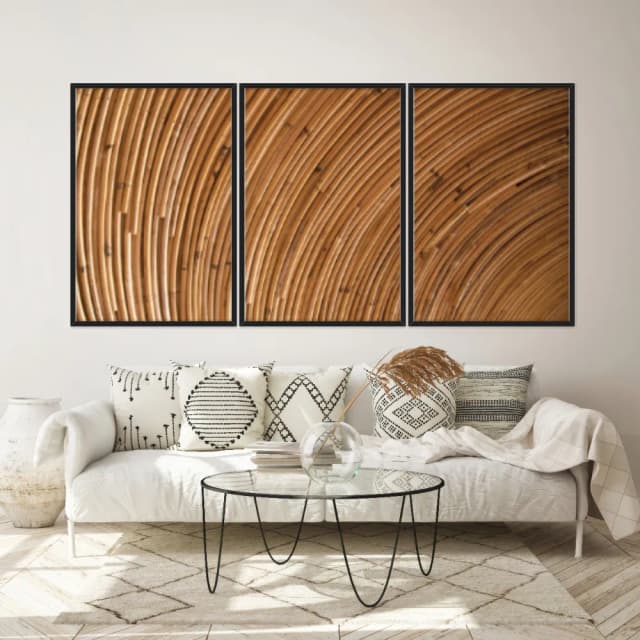 Kit Quadros Decorativos Madeira De Bambu