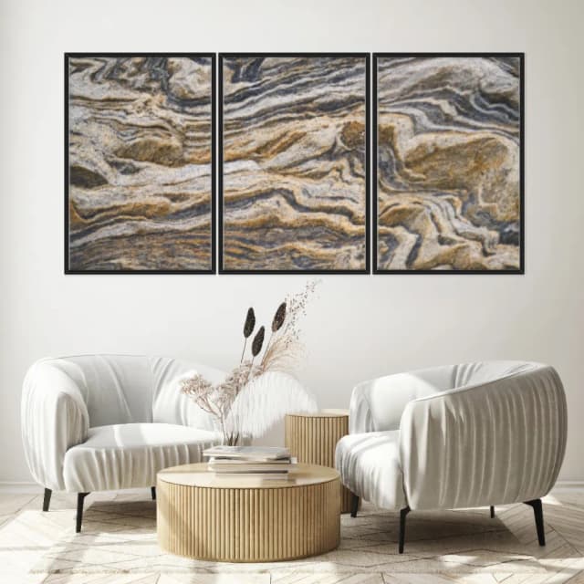 Kit Quadros Decorativos Pedra Marrom