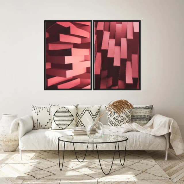 Kit Quadros Decorativos Formas Vermelhas