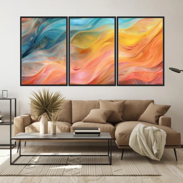Kit Quadros Decorativos Abstrato Colorido
