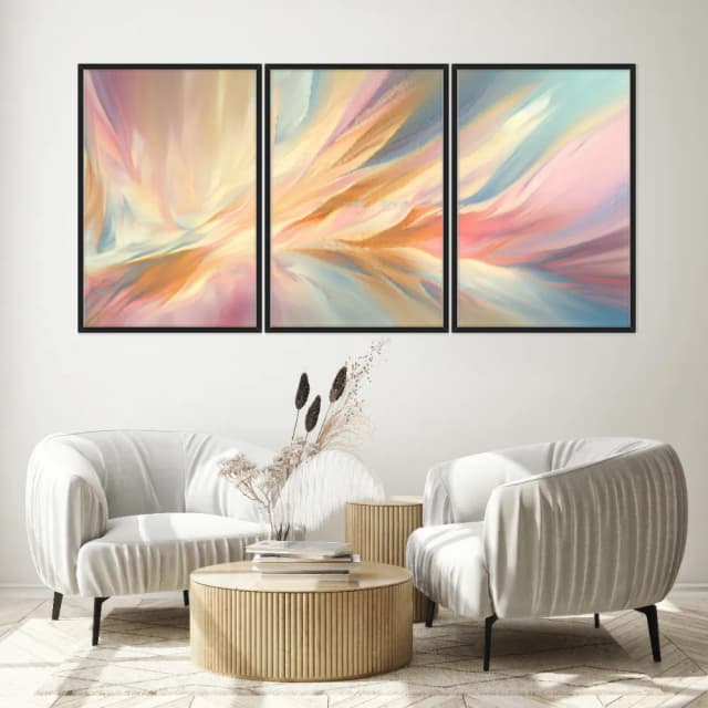 Kit Quadros Decorativos Abstrato Colorido