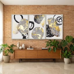 Kit Quadros Decorativos Abstrato Dourado