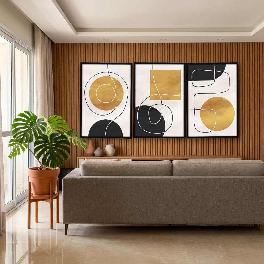 Kit Quadros Decorativos Linhas E Formas