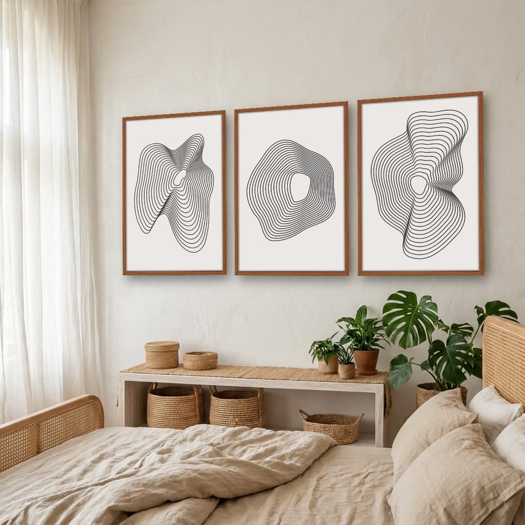 Kit Quadros Decorativos Abstrato Minimalista