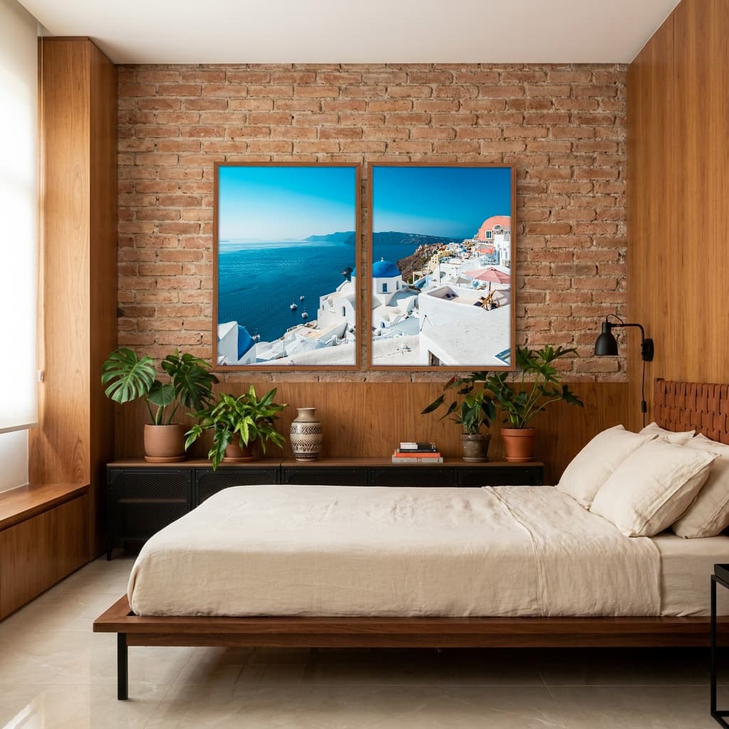 Kit Quadros Decorativos Ilha De Santorini Grecia