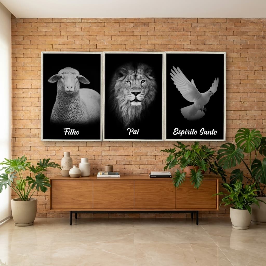 Kit Quadros Decorativos Religioso De Animais