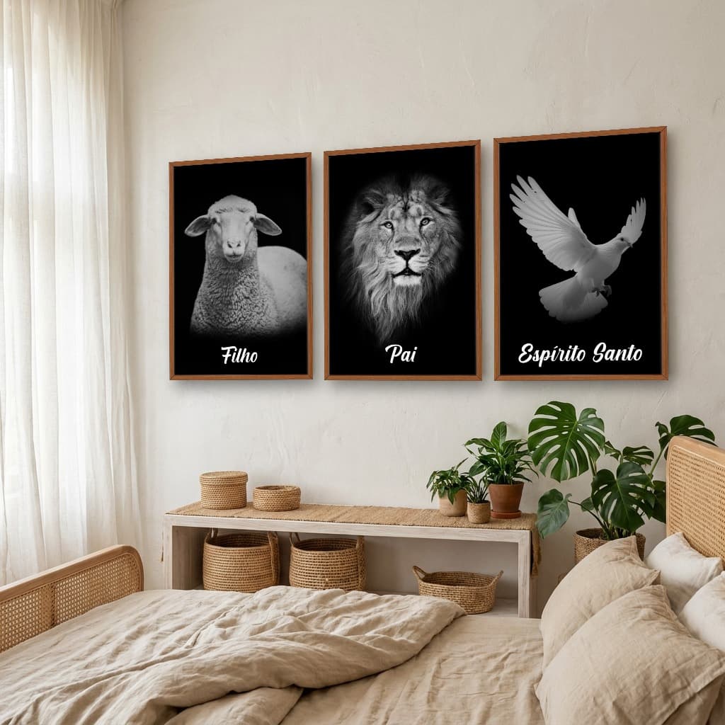 Kit Quadros Decorativos Religioso De Animais