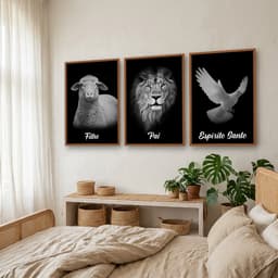 Kit Quadros Decorativos Religioso De Animais