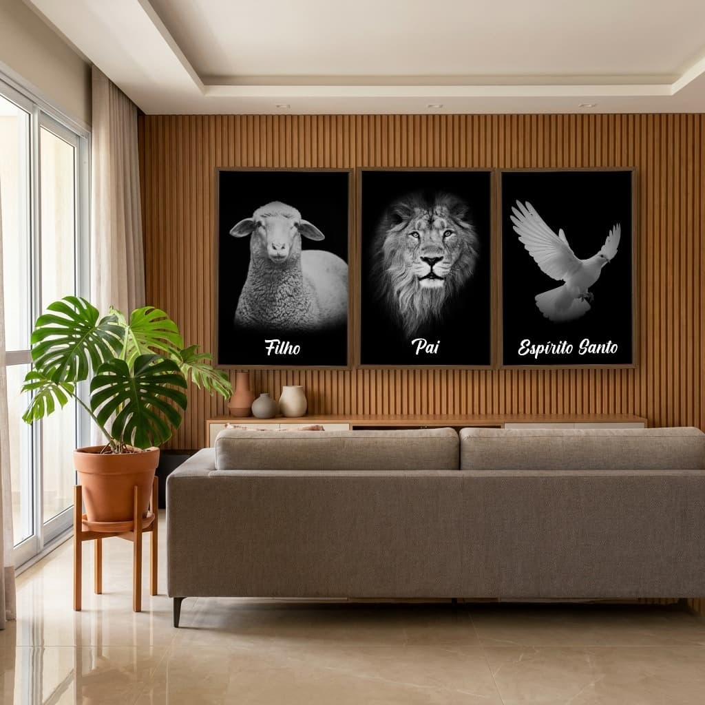 Kit Quadros Decorativos Religioso De Animais