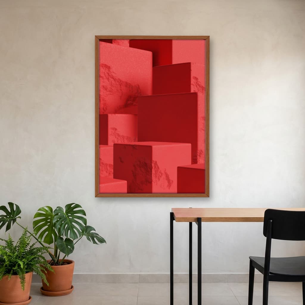 Quadro Decorativo Formas Vermelhas
