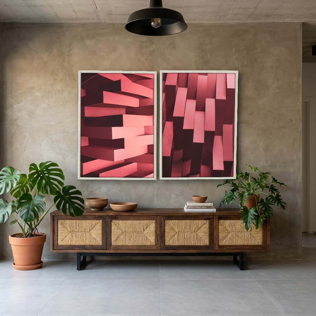 Kit Quadros Decorativos Formas Vermelhas