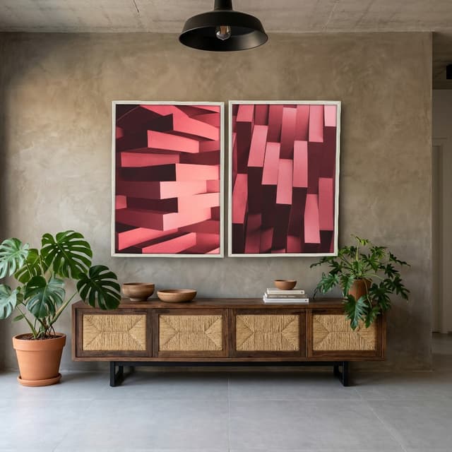 Kit Quadros Decorativos Formas Vermelhas