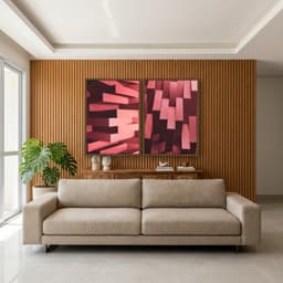 Kit Quadros Decorativos Formas Vermelhas