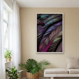 Quadro Decorativo Penas Coloridas