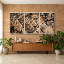 Kit Quadros Decorativos Pedra Marrom