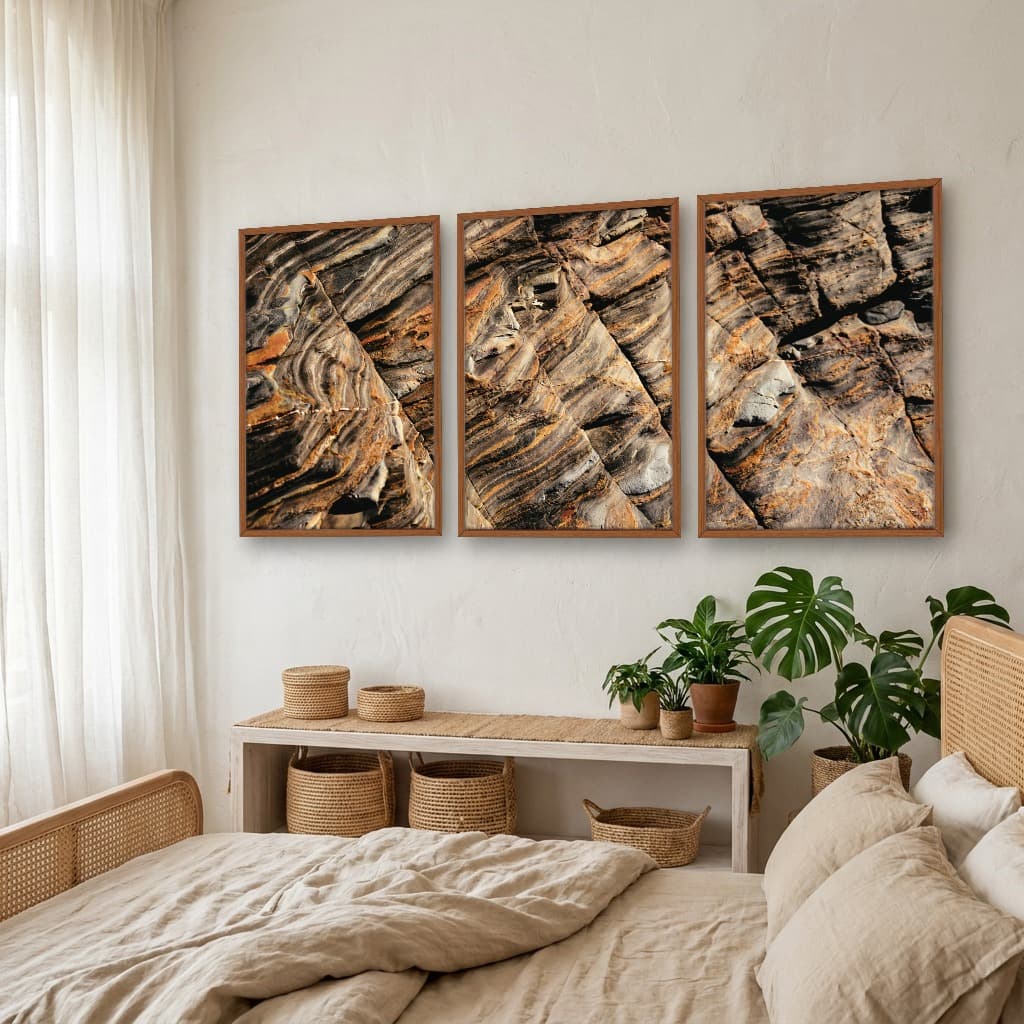 Kit Quadros Decorativos Pedra Marrom
