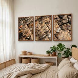 Kit Quadros Decorativos Pedra Marrom