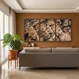 Kit Quadros Decorativos Pedra Marrom