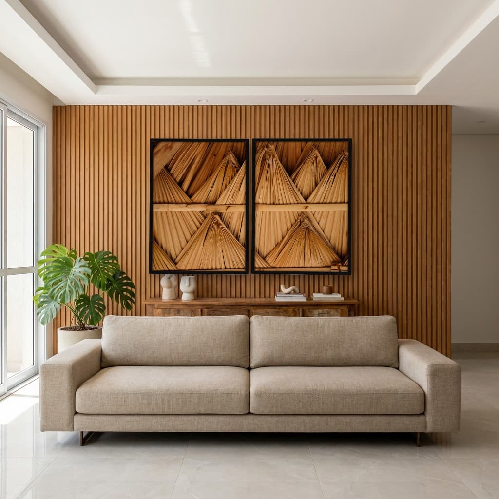 Kit Quadros Decorativos Formas Em Bambu
