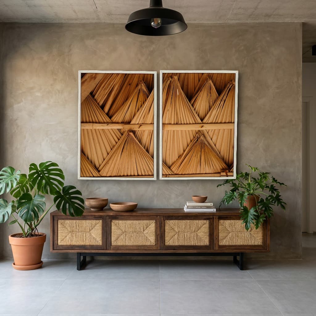 Kit Quadros Decorativos Formas Em Bambu
