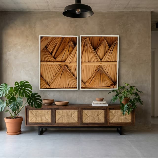 Kit Quadros Decorativos Formas Em Bambu