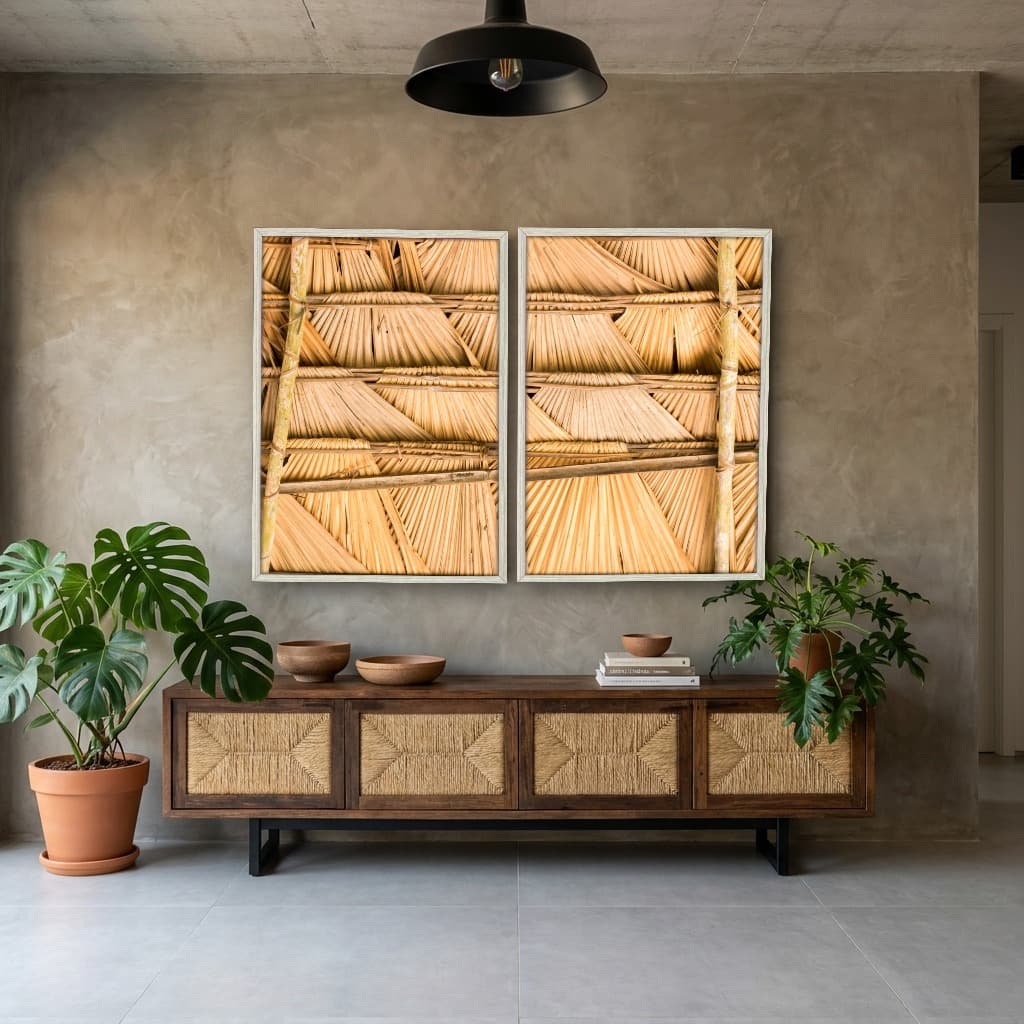 Kit Quadros Decorativos Madeira De Bambu