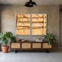 Kit Quadros Decorativos Madeira De Bambu