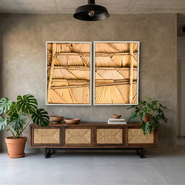 Kit Quadros Decorativos Madeira De Bambu