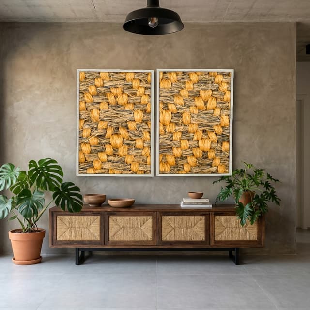 Kit Quadros Decorativos Nó De Sisal