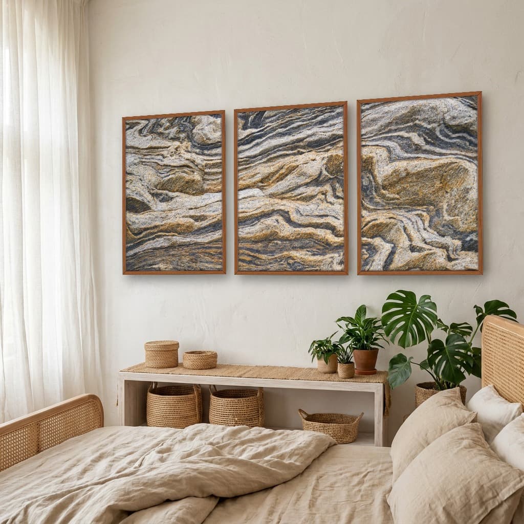 Kit Quadros Decorativos Pedra Marrom