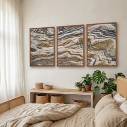 Kit Quadros Decorativos Pedra Marrom