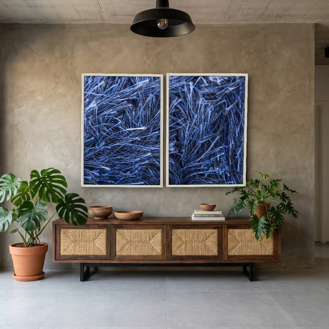 Kit Quadros Decorativos Fio Azul