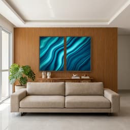 Kit Quadros Decorativos Ondulado Azul