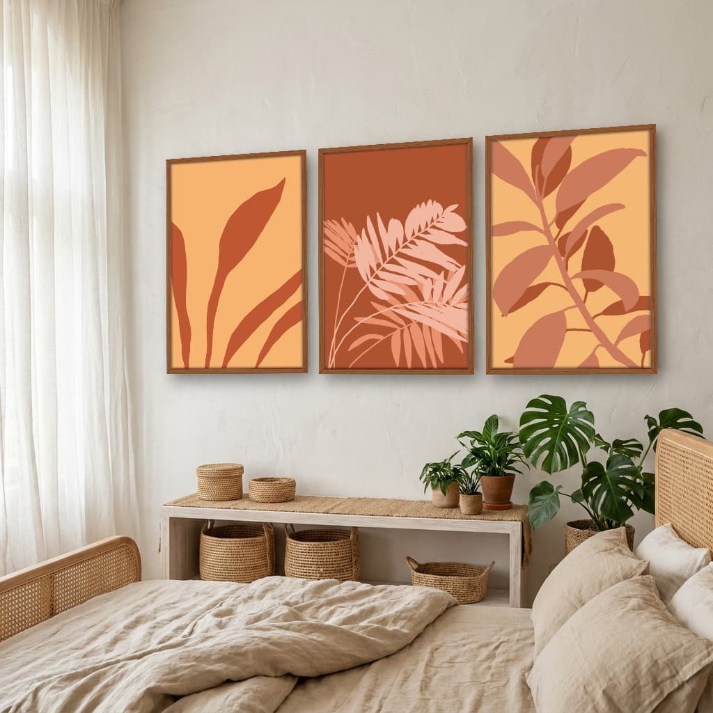Kit Quadros Decorativos Planta Abstrata