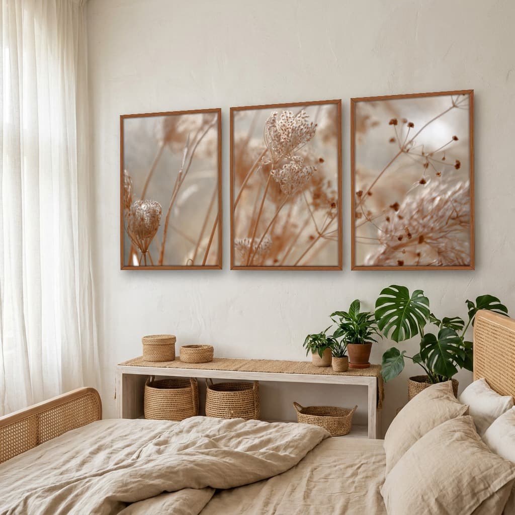 Kit Quadros Decorativos Folhas Secas