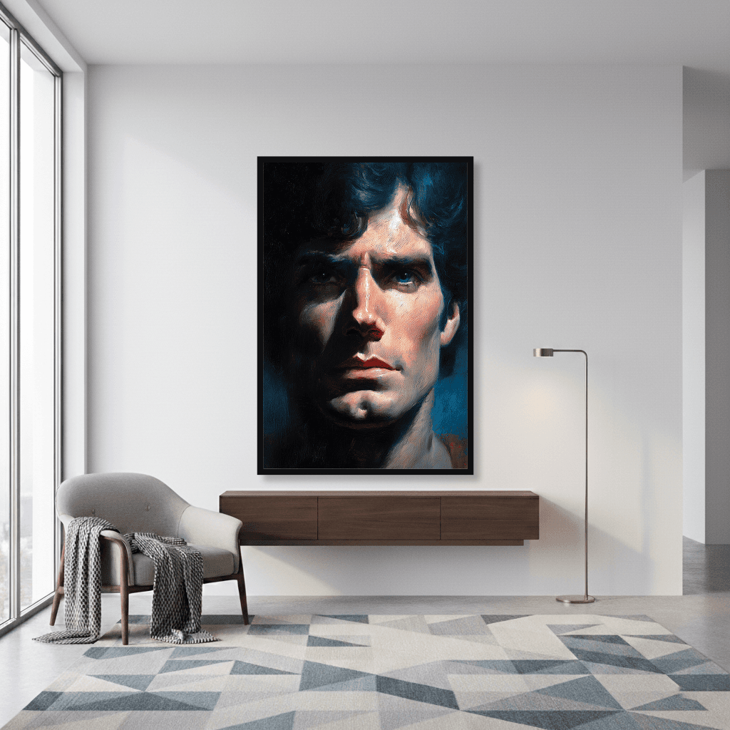 Quadro Rosto Superman Pintura a Óleo