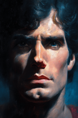 Quadro Rosto Superman Pintura a Óleo