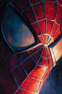 Quadro Rosto Homem Aranha Pintura a Óleo