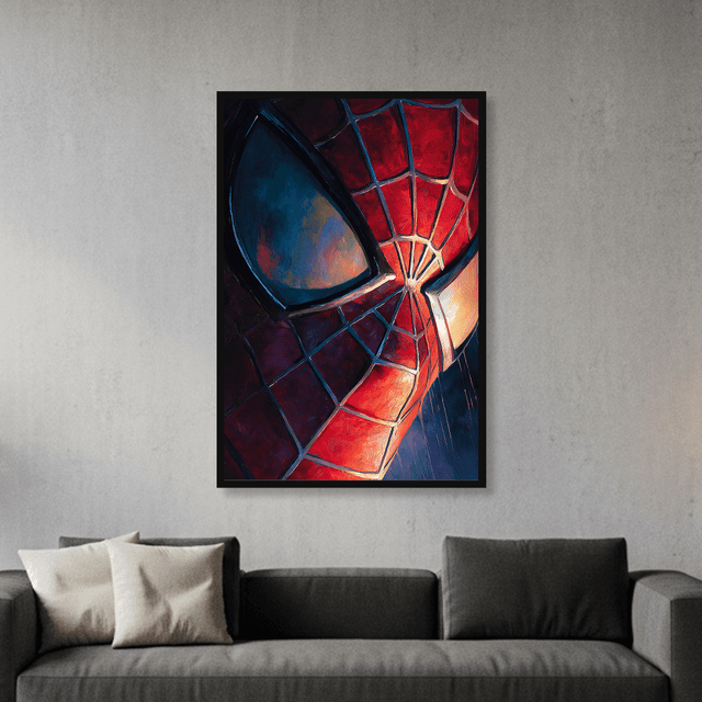 Quadro Rosto Homem Aranha Pintura a Óleo