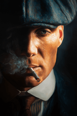 Quadro Rosto Thomas Shelby Pintura a Óleo