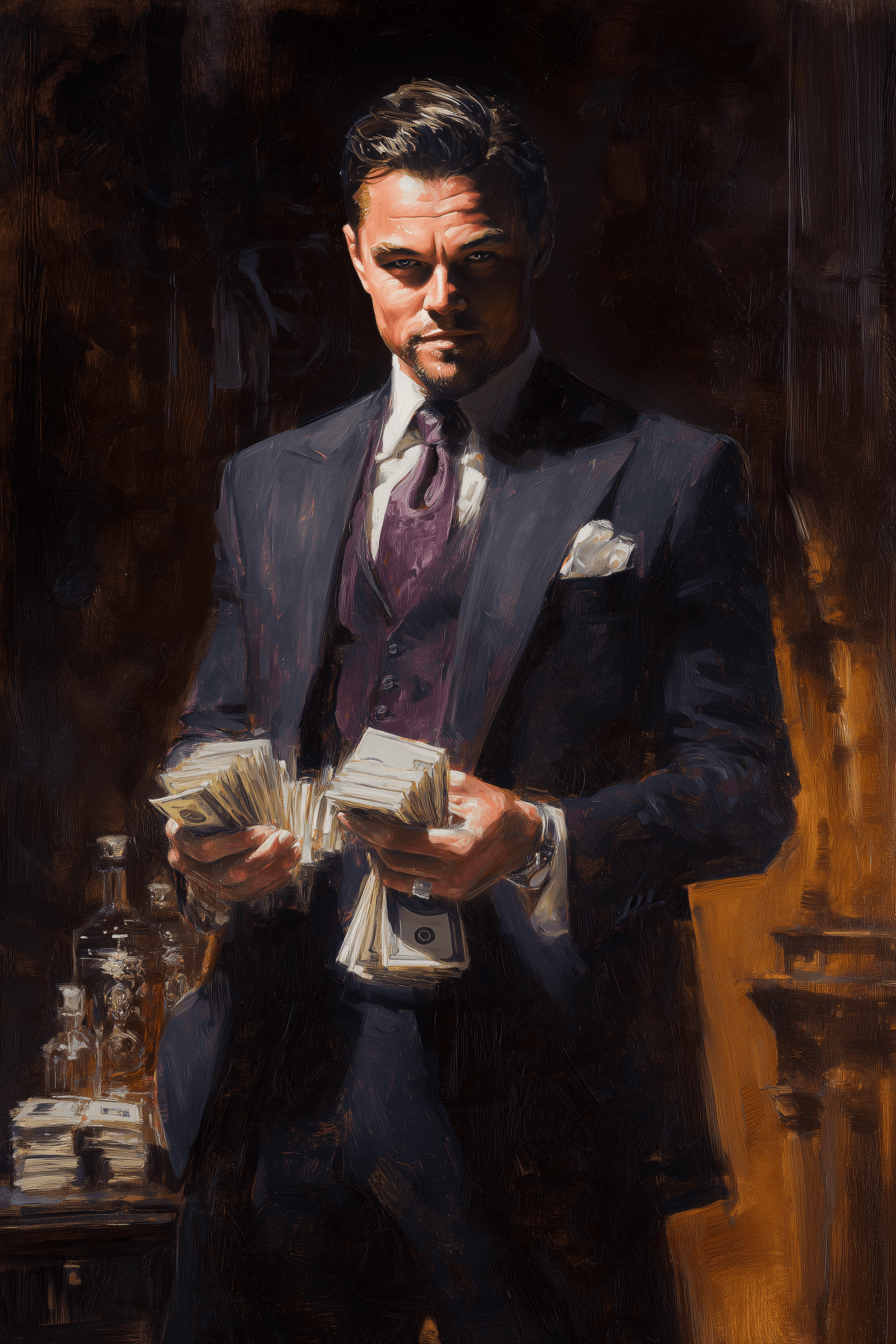 Quadro Lobo de Wall Street Pintura a Óleo