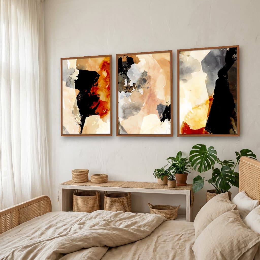 Kit Quadros Decorativos Pintura Abstrata